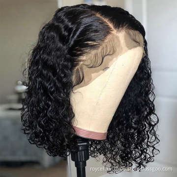 8" 10" 12" 14" 16" Inch Peruvian Cuticle Aligned Human Hair Middle Part HD Lace Front Short Bob Wig For Black Women
